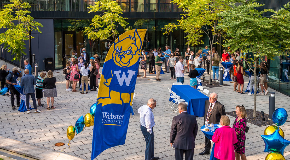 Courtyard view of Webster University Night of Honors event
