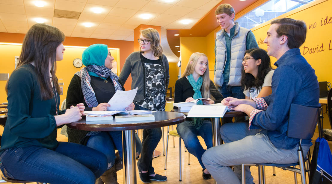 Webster students in the library's Cyber Café