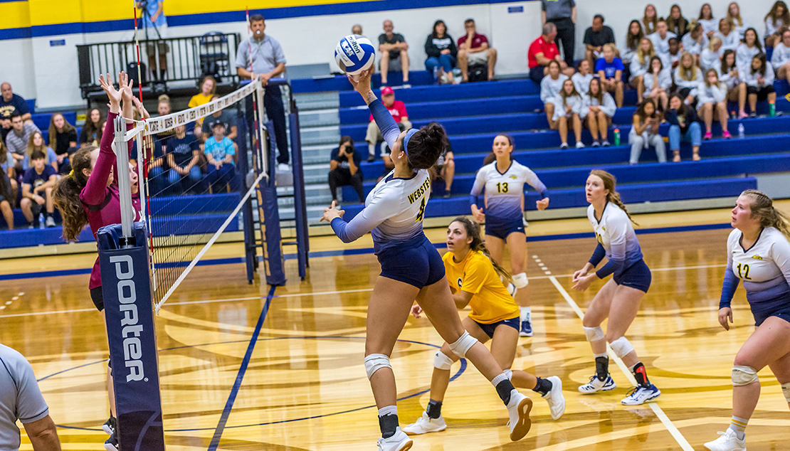 Women's volleyball team in the heat of a game 