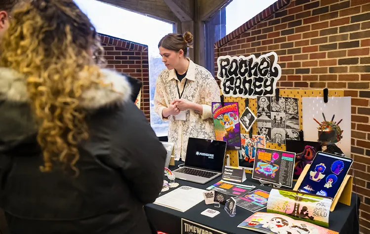 Rachel Ganey, BFA in Graphic Design, presents her illustration and design portfolio at the 2024 DADAH Showcase.