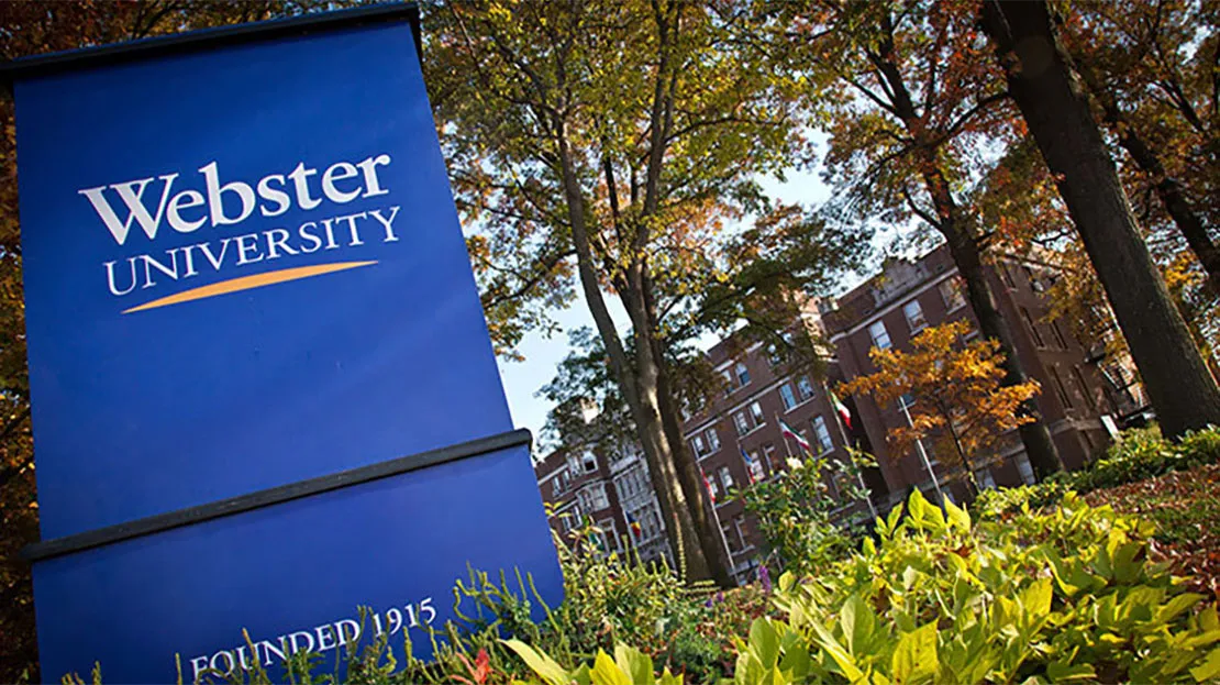 Webster sign with building in background
