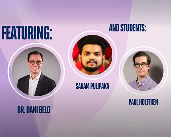 Three headshots of Dani Belo, PhD; Saram Pulipaka; and Paul Hoeffken