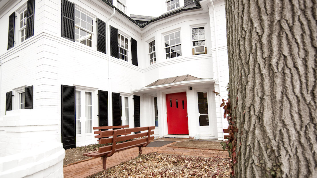 Front of Pearson House, the historic building where the English and Philosophy departments reside.